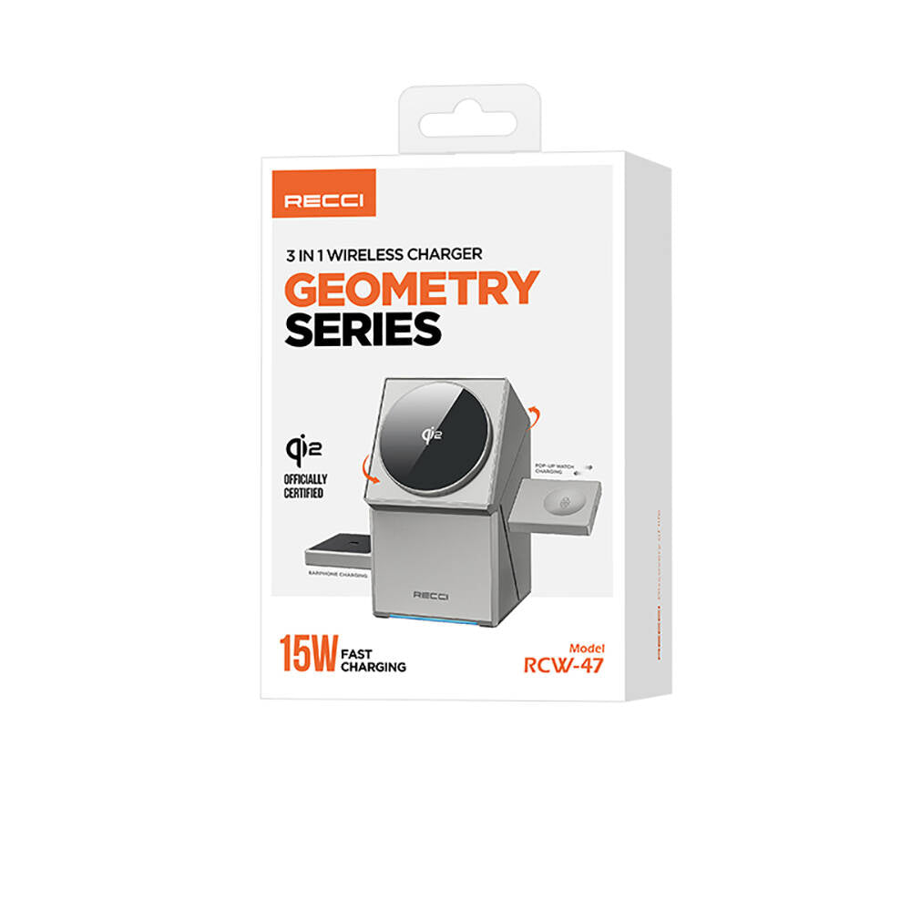 Recci RCW-47 Geometry Serisi Qi2 Şarj Teknolojili Rubik Küp Ambiyans Işıklı Telefon&Akıllı Saat&Kulaklık 15W 3in1 Kablosuz Şarj Standı Recci RCW-47 Geometry Serisi Qi2 Şarj Teknolojili Rubik Küp Ambiyans Işıklı Telefon&Akıllı Saat&Kulaklık 15W 3in1 Kablosuz Şarj Standı